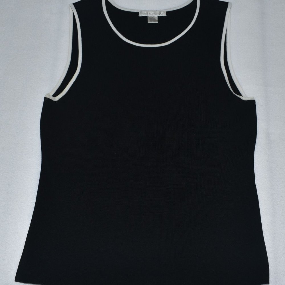 Petite Sophisticate Women Sz M Tank Top Size S Black Round Neck Sleeveless - Picture 1 of 6